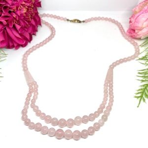 VINTAGE⚜️Genuine ROSE QUARTZ Beaded Necklace